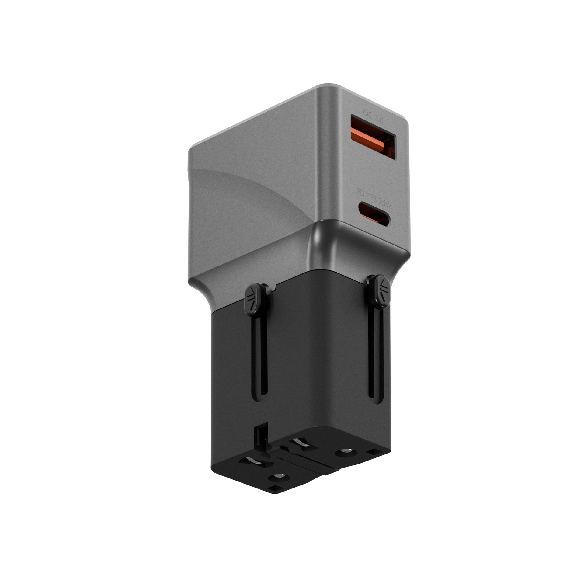Energea TravelWorld Adapter 25, 1A1C 25W - Gunmetal Black