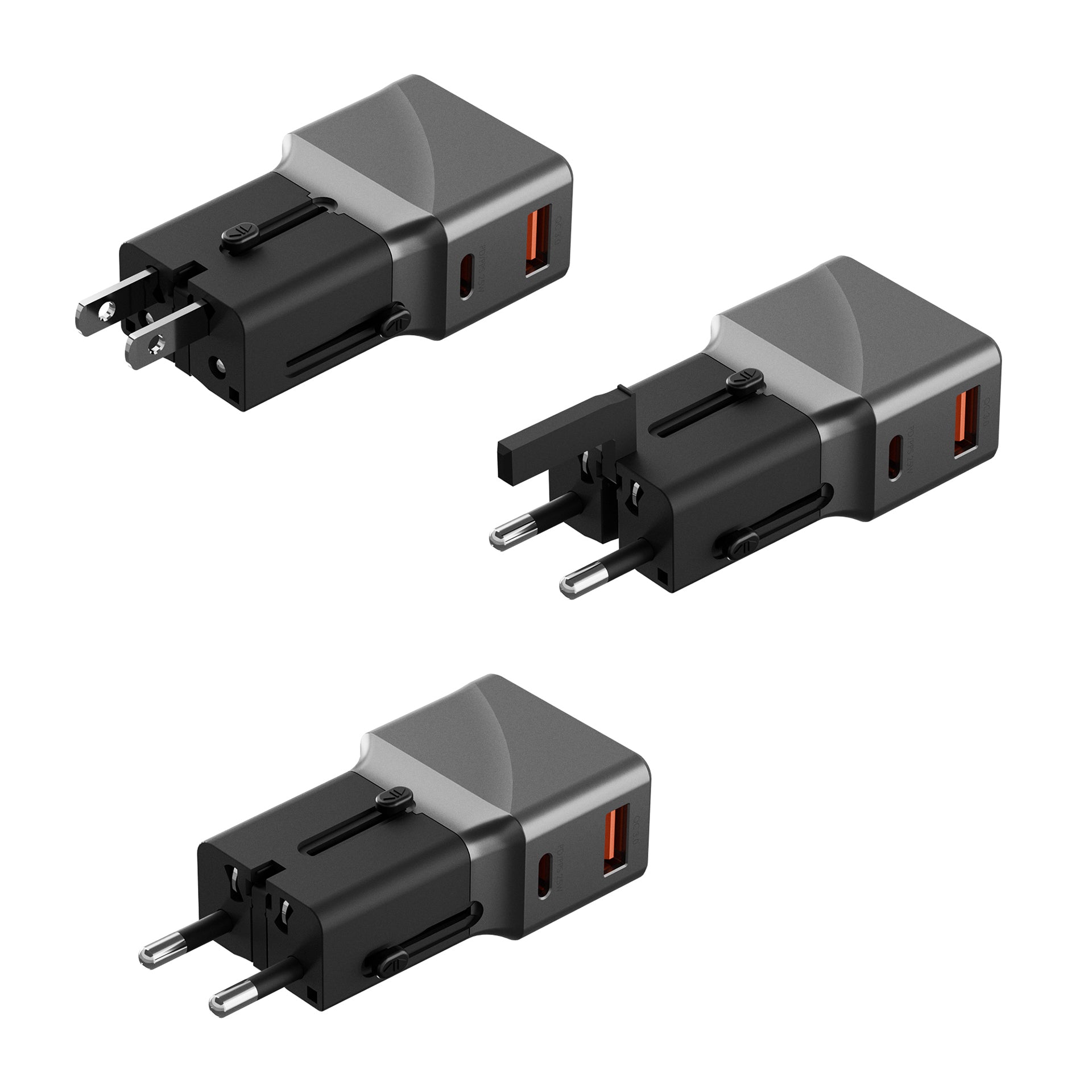 Energea TravelWorld Adapter 25, 1A1C 25W - Gunmetal Black
