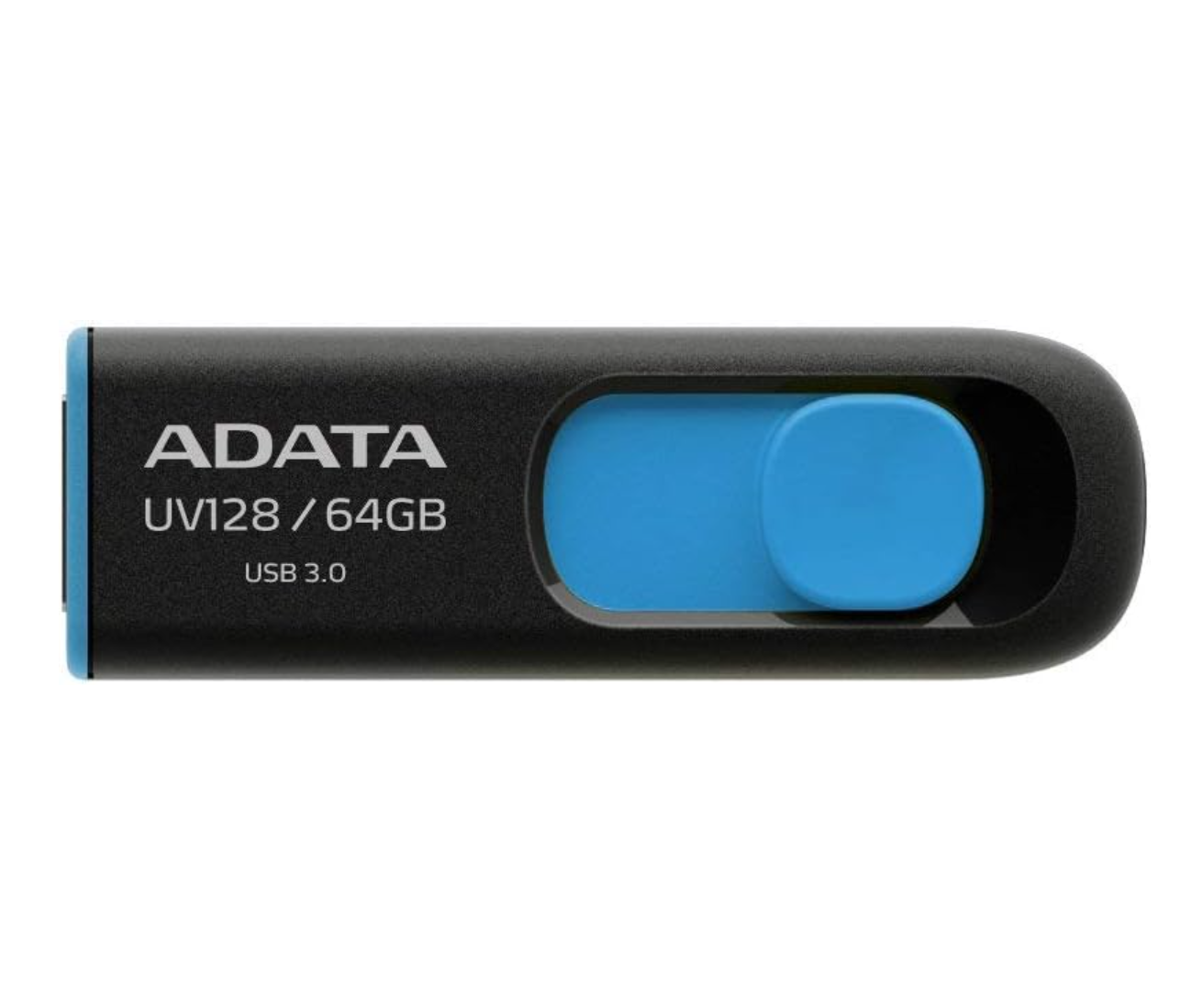 ADATA UV128 64GB USB 3.0 Retractable Capless Flash Drive, Blue (AUV128-64G-RBE)