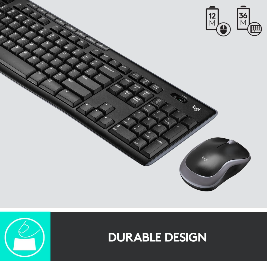 Logitech MK270R Wireless Keyboard and Mouse Combo - Black