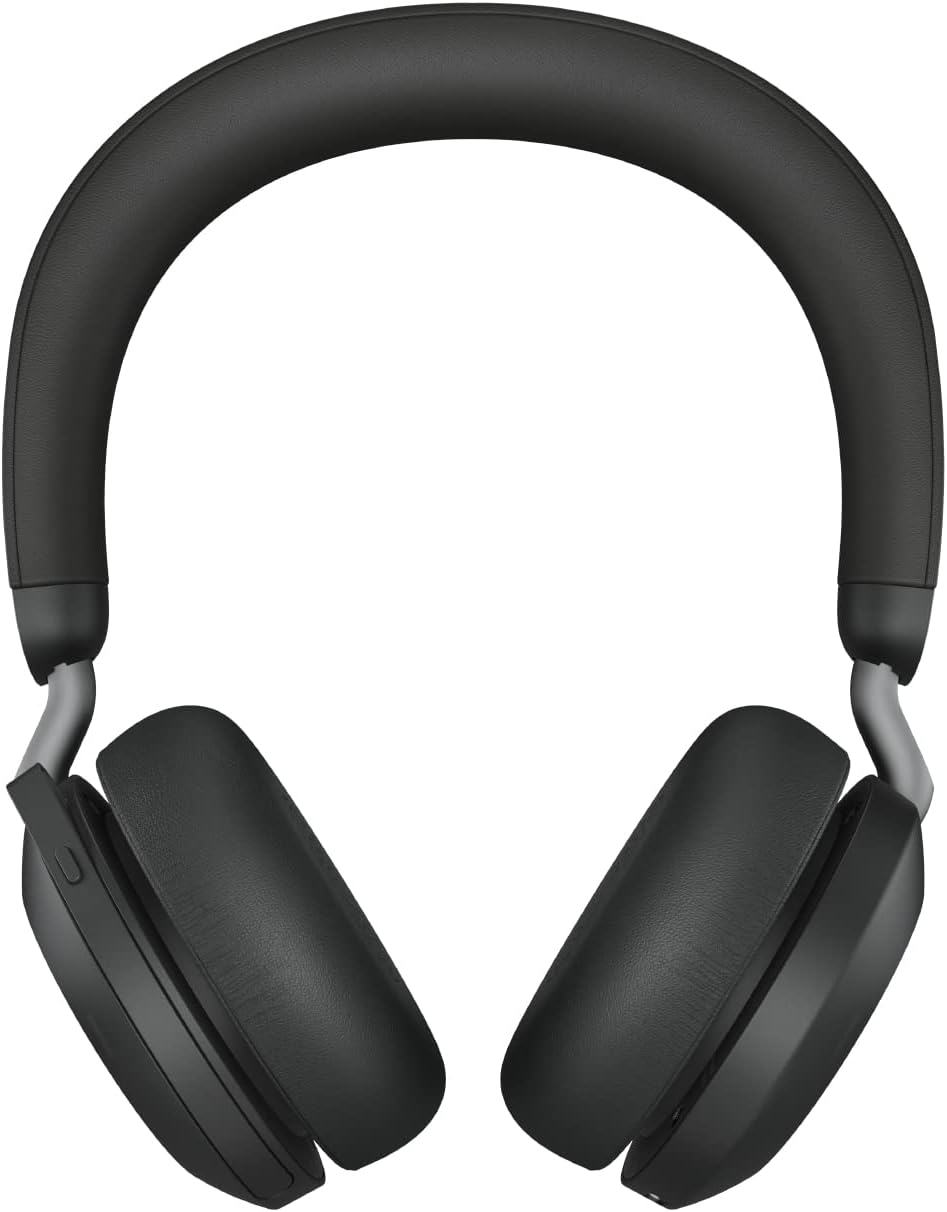 Jabra Evolve2 75 Wireless Headset with Charging Stand and 8-Mic Technology - Dual Foam Stereo Headphones with Advanced Active Noise Cancelling, USB-A Bluetooth Adapter