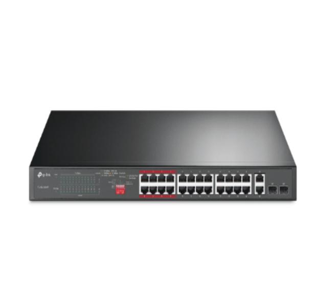 TP-Link TL-SL1226P 24-Port 10/100Mbps + 2-Port Gigabit Unmanaged PoE+ Switch