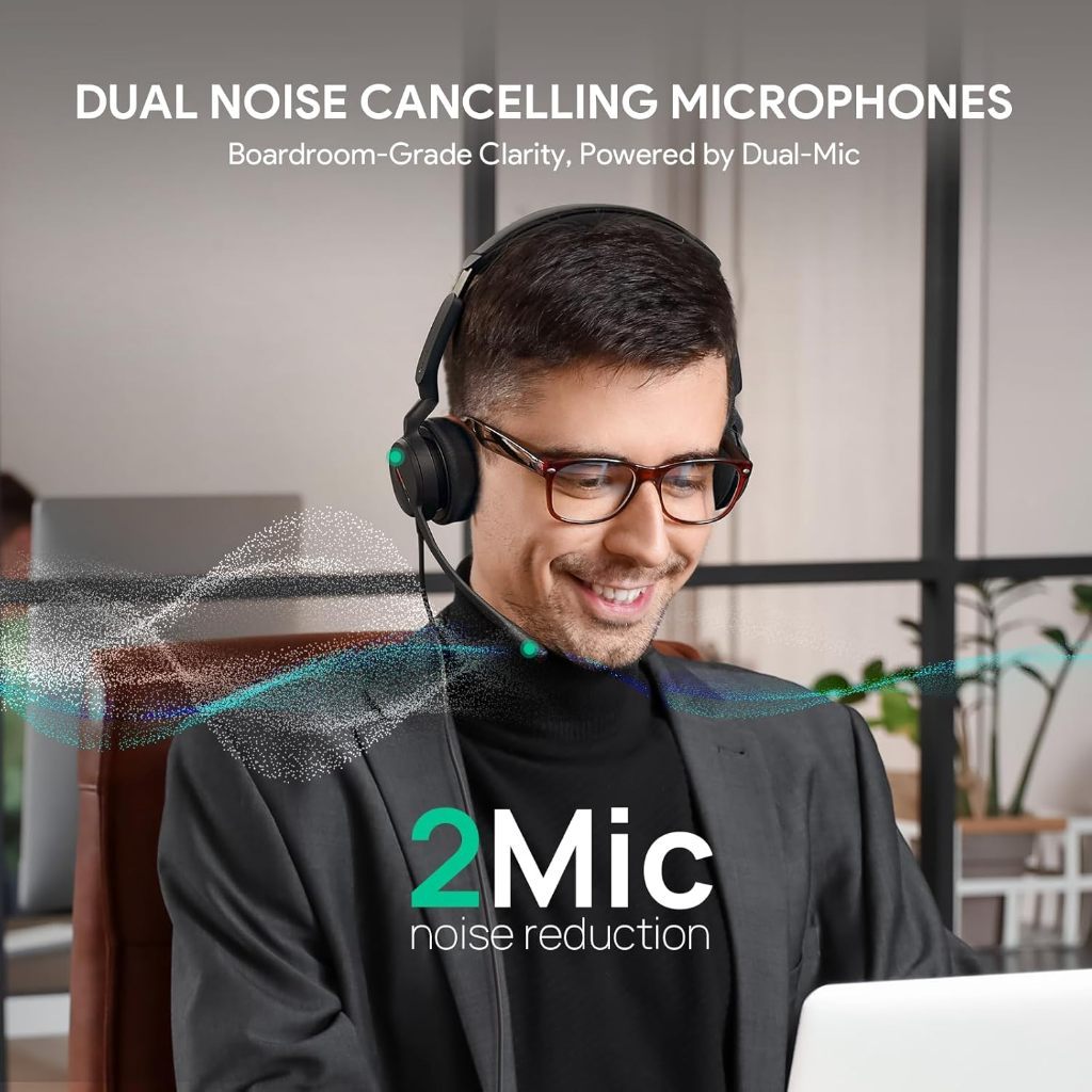Yealink UH44 Dual MS UC USB-C/A USB Stereo Wired Headset Dual Noise Cancelling, HD Audio Sound, Lightweight