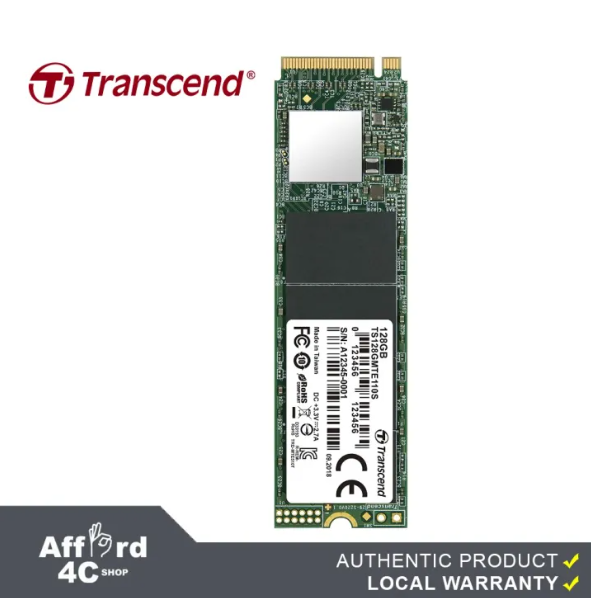 Transcend 256GB Nvme PCIe Gen3 X4 MTE110S M.2 SSD Solid State Drive TS128GMTE110S