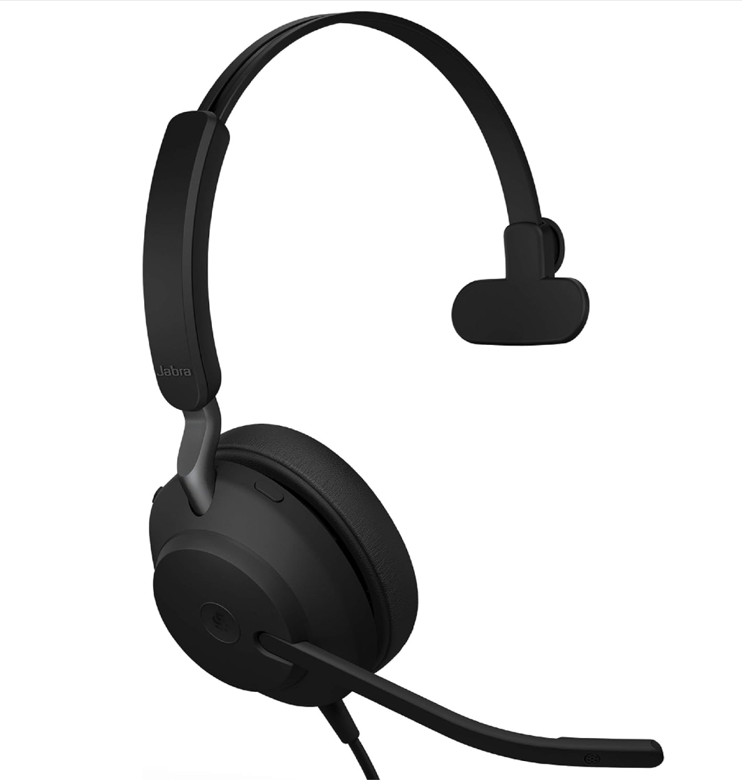 Jabra Evolve2 40 SE UC USB-A or USB-C/A Wired Mono Noise-Cancelling Headset - Features 3-Mic Call Technology