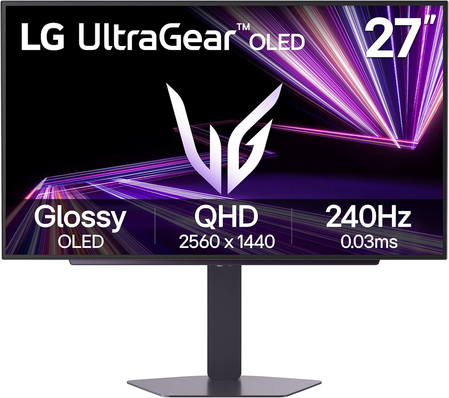LG 27GX704A-B 27-inch Ultragear QHD (2650x1440) OLED Gaming Monitor 240Hz, 0.03ms, NVIDIA G-Sync Compatible, AMD FreeSync Premium Pro, VESA Display HDR TrueBlack400, HDMI 2.1, DisplayPort, Black