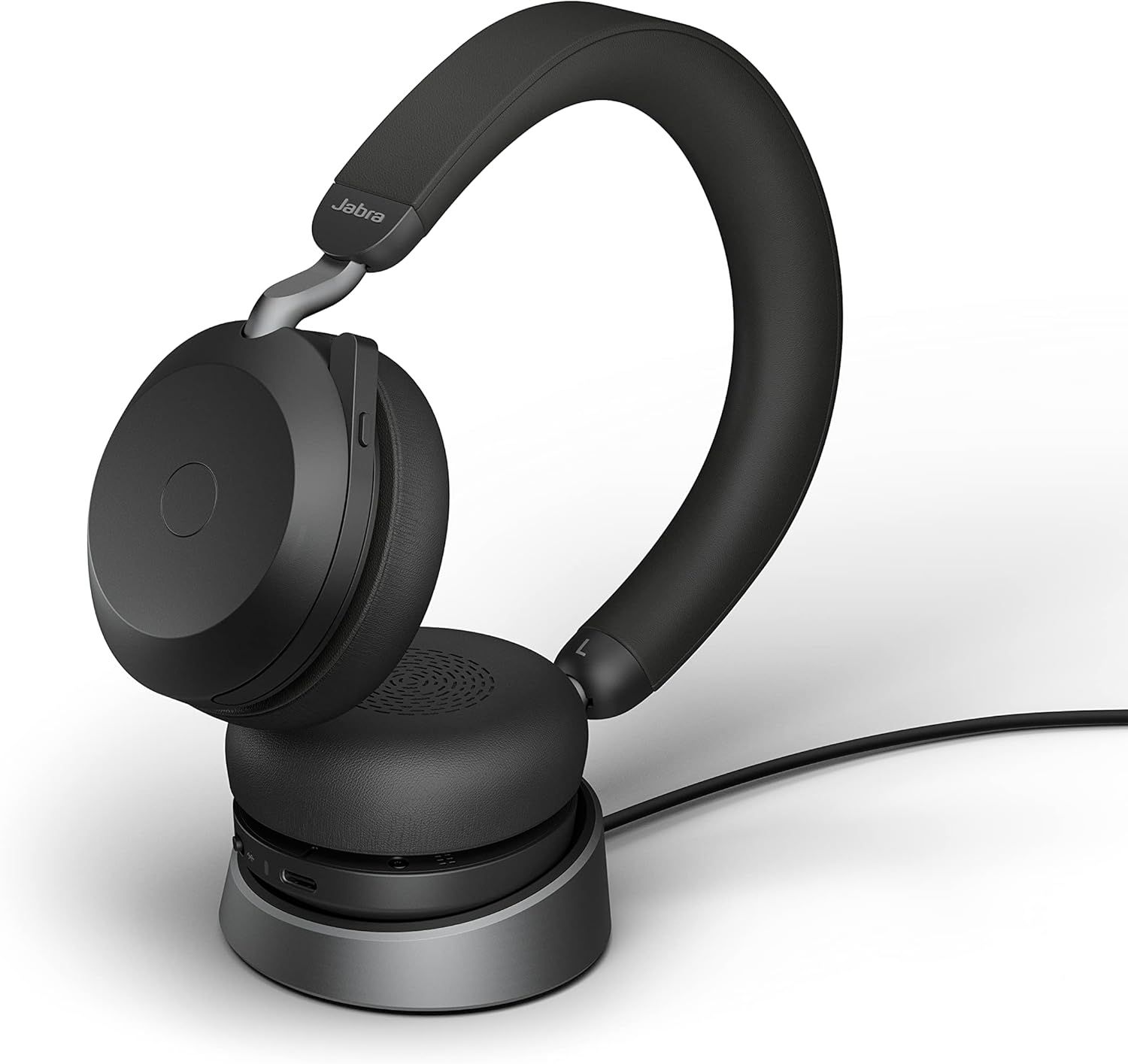 Jabra Evolve2 75 USB-C Bluetooth Adapter Wireless Headset with Charging Stand and 8-Mic Technology - Dual Foam Stereo Headphones with Advanced Active Noise Cancelling