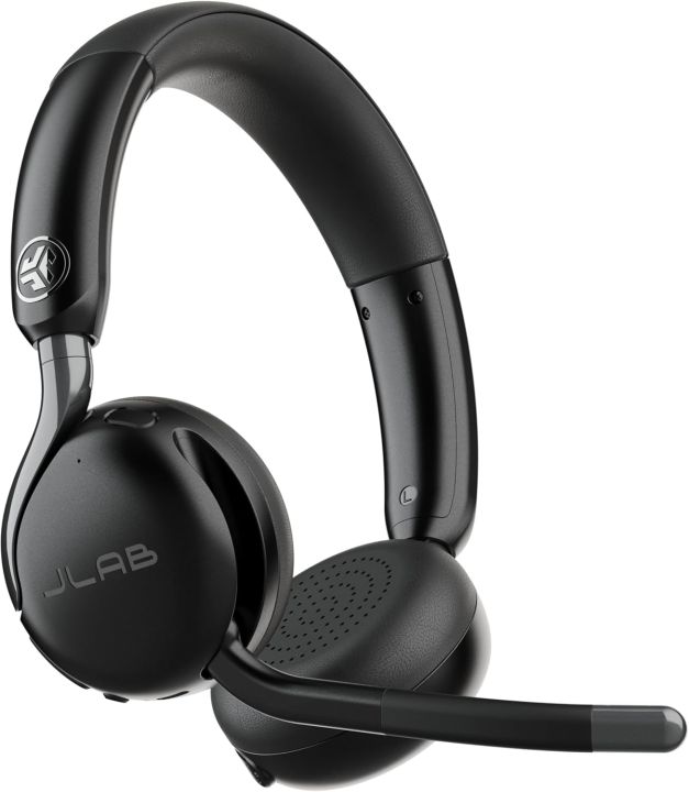 JLab Go Work Gen 3 Wireless Headset with Microphone – 55+ Hour Playtime Bluetooth Work Headphones, Noise Cancelling Boom Mic, USB-C Dongle, Multipoint for PC, Laptop & Mobile – Wired or Wireless