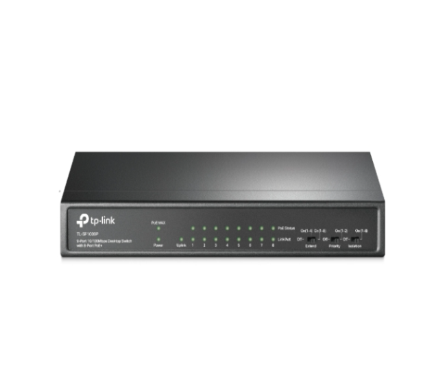 TP-Link TL-SF1009P 9-Port 10/100Mbps Desktop Switch with 8-Port PoE+