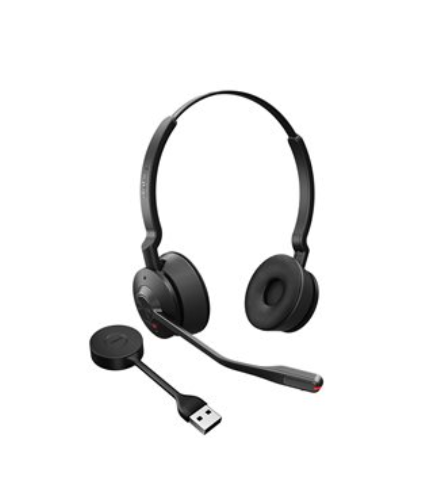 Jabra Engage 55 SE Stereo Wireless Headset with Link 400 Noise-Cancelling Microphone, Extensive Range, Hearing Protection – Certified for Google Meet & Zoom – Black