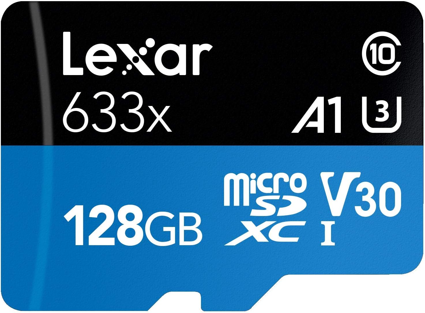 Lexar High-Performance 633x 128GB microSDXC™ UHS-I Cards BLUE - up to 100MB/s read, up to 45MB/s write, Class 10, U3, V30, A1 (w/ SD Adapter)