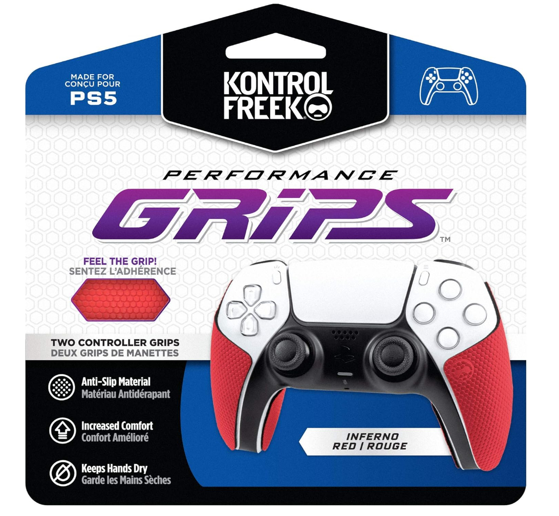 KontrolFreek Performance Grips for Playstation 5 (PS5) Controller (Red)
