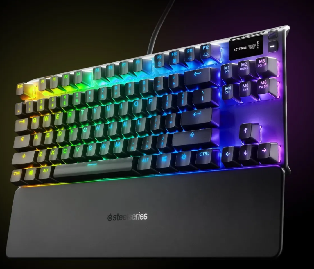 SteelSeries Apex 7 TKL Compact Mechanical Gaming Keyboard-Red Linear-OLED-RGB Backlit (64646)