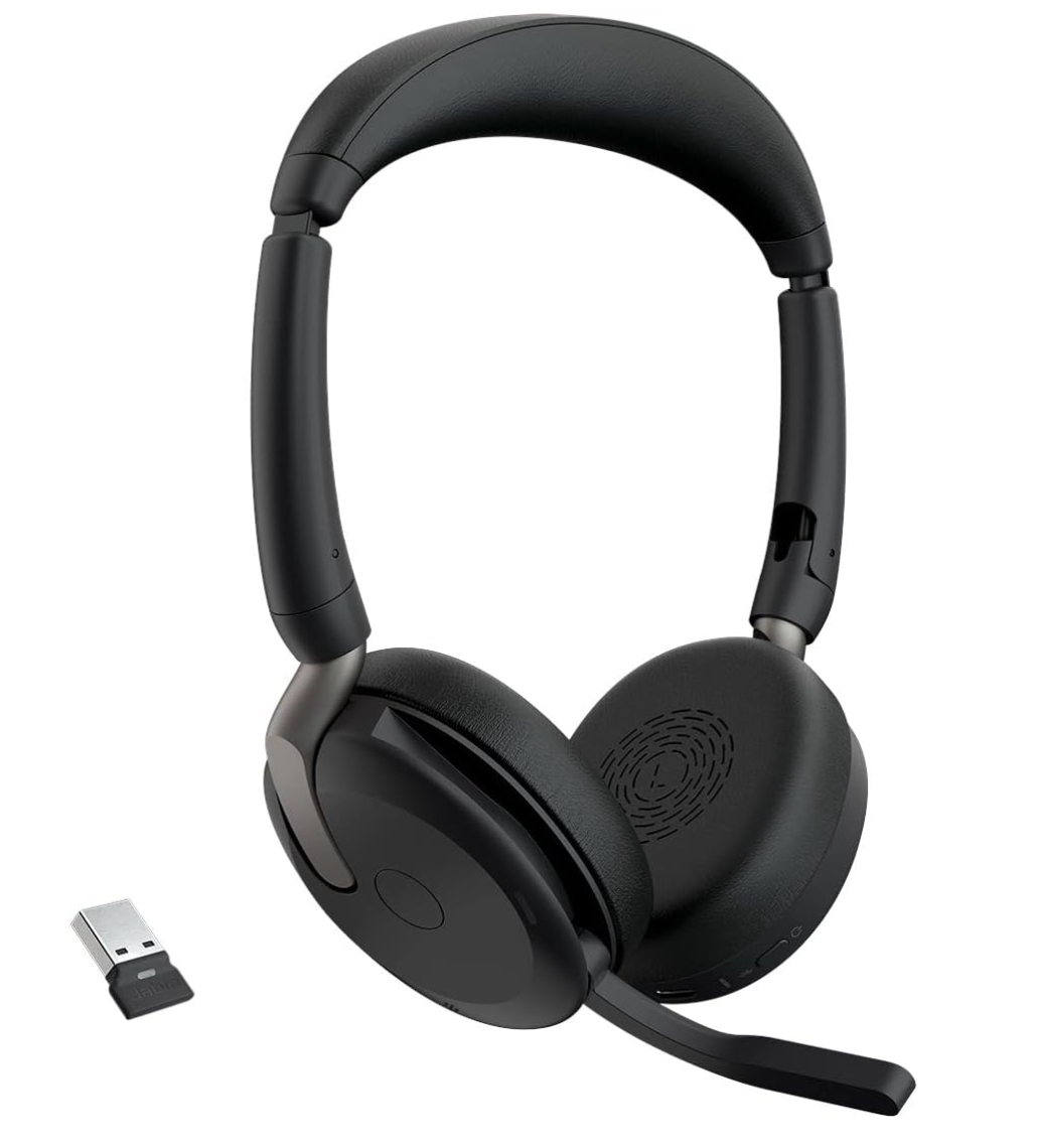 Jabra Evolve2 65 Flex Wireless Headset UC USB-A -  Bluetooth Headphones Hybrid Active Noise Cancellation