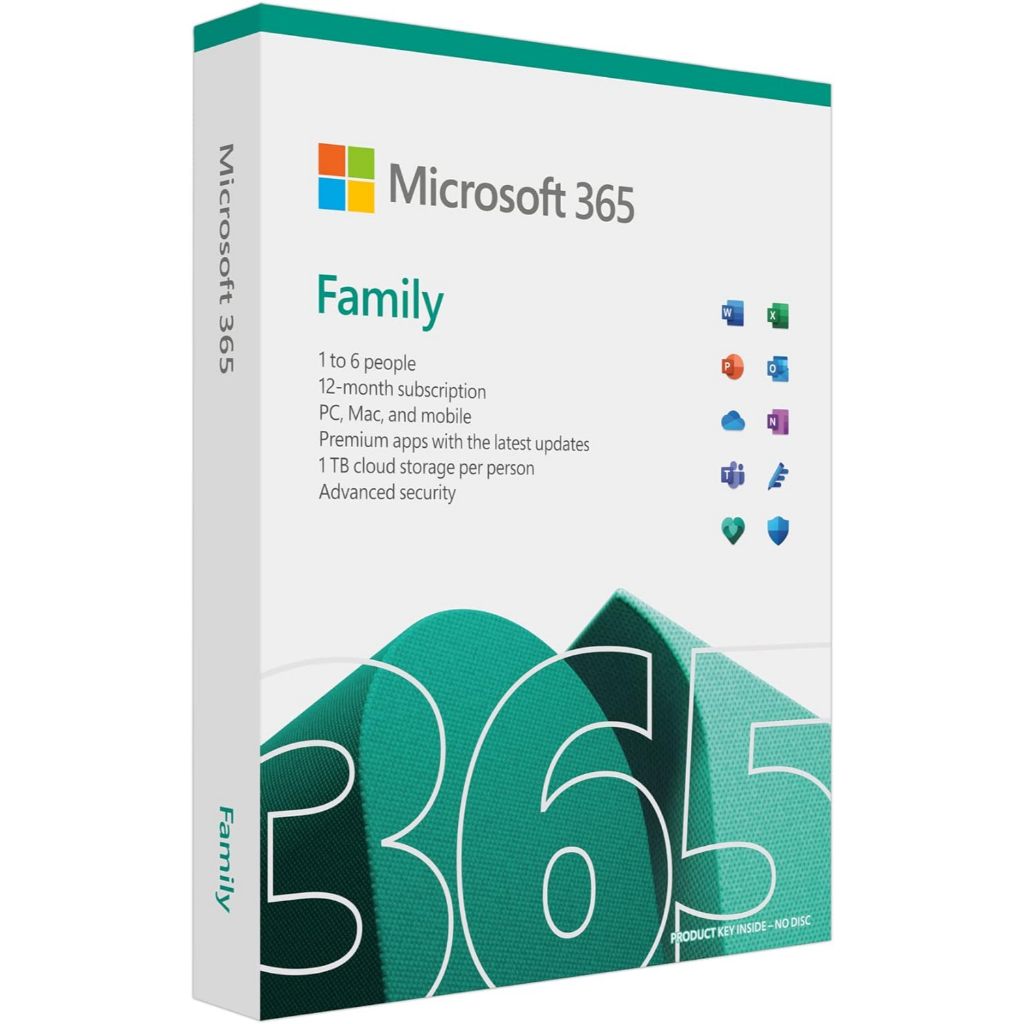 Microsoft 365 Family Plan 12-Month Subscription with 1TB Cloud Storage - Medialess New Edition