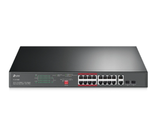 TP-Link TL-SL1218MP 16-Port 10/100 Mbps + 2-Port Gigabit Rackmount Switch with 16-Port PoE+