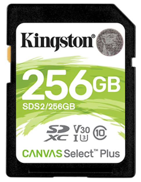 Kingston Canvas Select Plus SD Card 256GB/512GB MicroSDHC MicroSDXC for HD 1080p and 4K Video Cameras