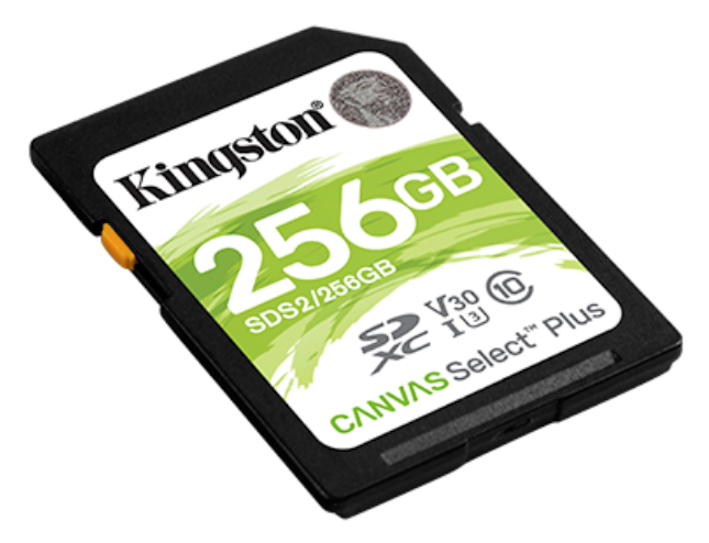 Kingston Canvas Select Plus SD Card 256GB/512GB MicroSDHC MicroSDXC for HD 1080p and 4K Video Cameras