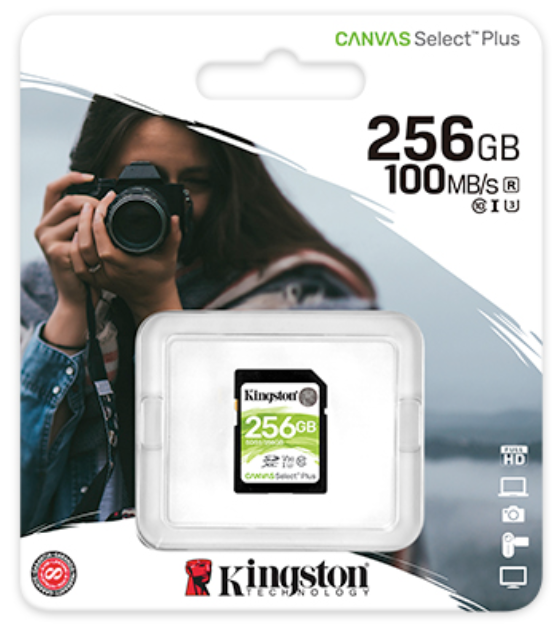 Kingston Canvas Select Plus SD Card 256GB/512GB MicroSDHC MicroSDXC for HD 1080p and 4K Video Cameras
