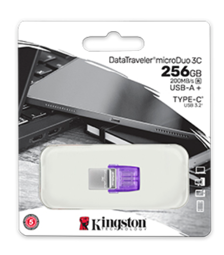 Kingston DataTraveler microDuo 3C 64GB/128GB/256GB USB 3.2 Gen 1 USB Flash Drive