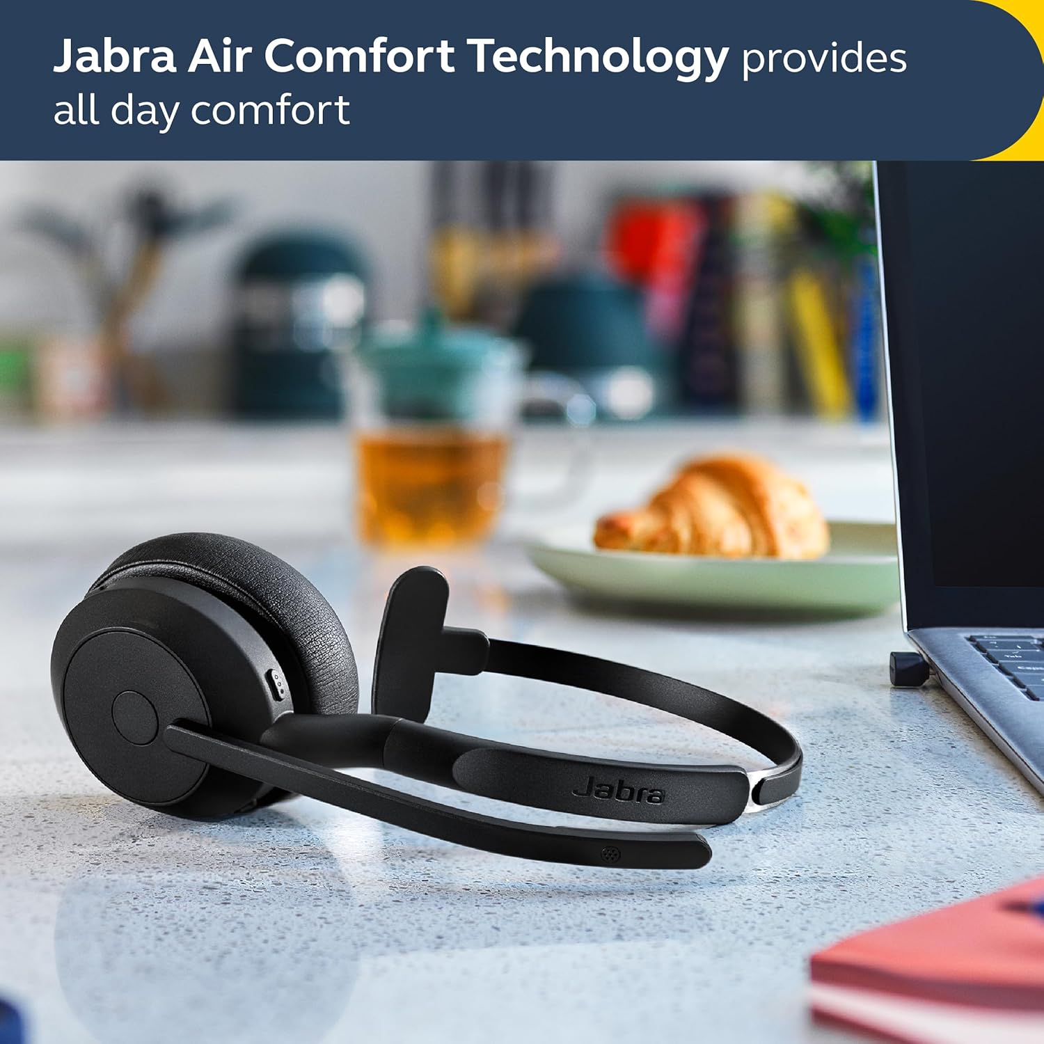 Jabra Evolve2 55 Mono with Link 380 USB-A Wireless Headset - Features AirComfort Technology, Noise-Cancelling Mics & Active Noise Cancellation