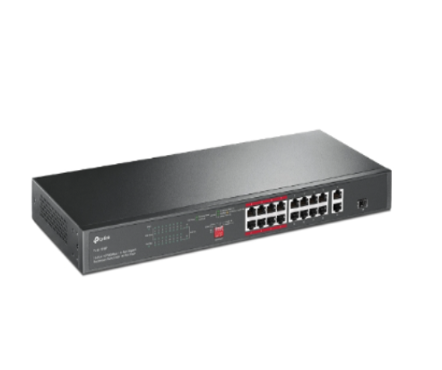 TP-Link TL-SL1218P 16-Port 10/100 Mbps + 2-Port Gigabit Rackmount Switch with 16-Port PoE+