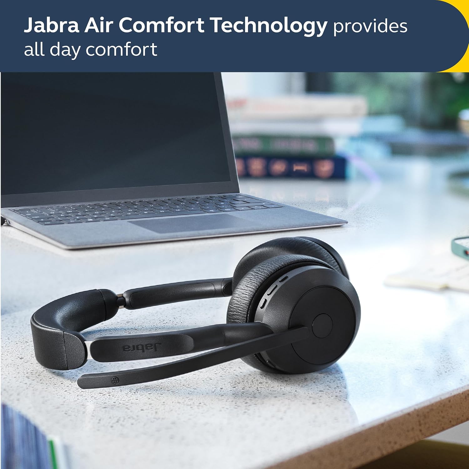Jabra Evolve2 55 Stereo Wireless Headset Link 380 USB-C with Charging Stand AirComfort Technology, Noise-Cancelling Mics & Active Noise Cancellation
