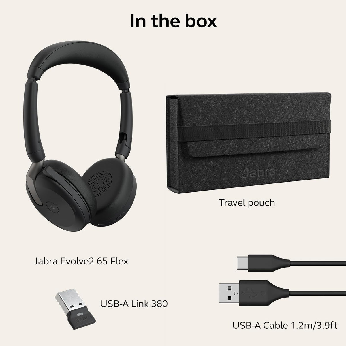 Jabra Evolve2 65 Flex Wireless Headset USB-A With Wireless Charger - Bluetooth Headphones , Noise-Cancelling ClearVoice Technology & Hybrid ANC
