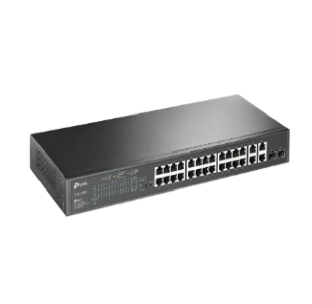 TP-Link TL-SL2428P JetStream 24-Port 10/100Mbps + 4-Port Gigabit Smart Switch with 24-Port PoE+