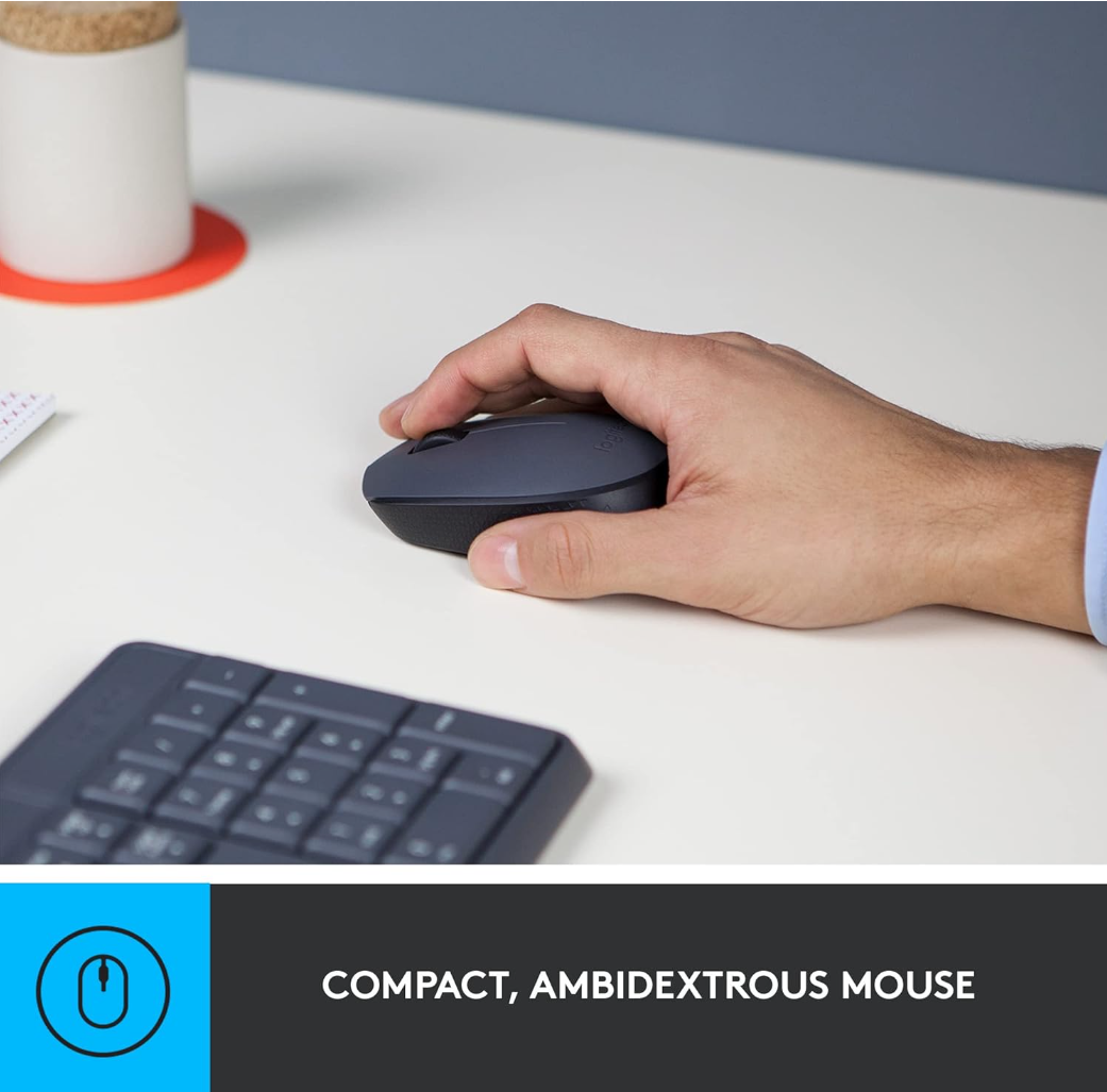 Logitech MK235 Wireless Keyboard and Mouse Combo for Windows, 2.4 GHz Wireless, 15 FN Keys, Long Battery Life, Compatible with PC, Laptop - Black