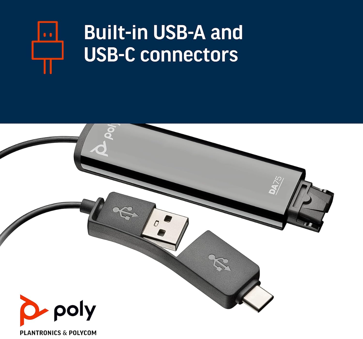 Poly DA75 USB-A/USB-C Quick Disconnect (QD) digital adapter (Plantronics)