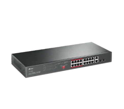 TP-Link TL-SL1218MP 16-Port 10/100 Mbps + 2-Port Gigabit Rackmount Switch with 16-Port PoE+