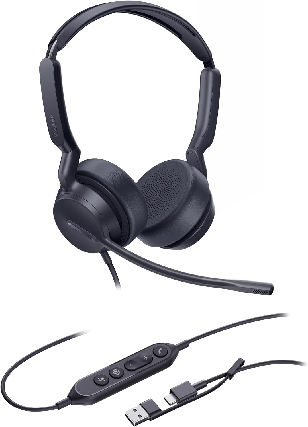 Yealink UH42 Dual MS Teams UC USB-C/A Stereo Wired Headset AI Noise Cancelling, Call Control, HD Audio