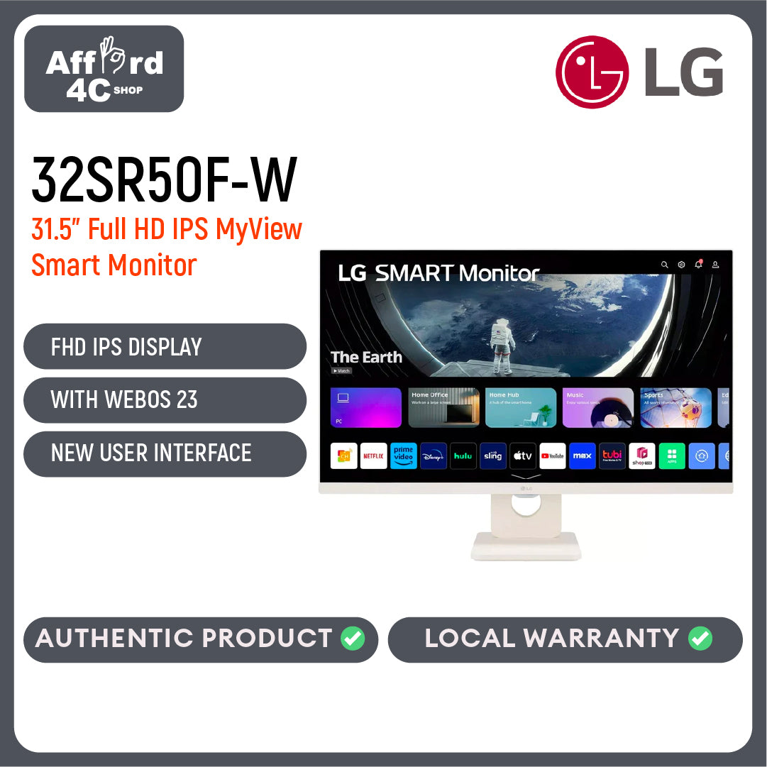 LG 32SR50F-W Smart Monitor 31.5" Full HD IPS with webOS