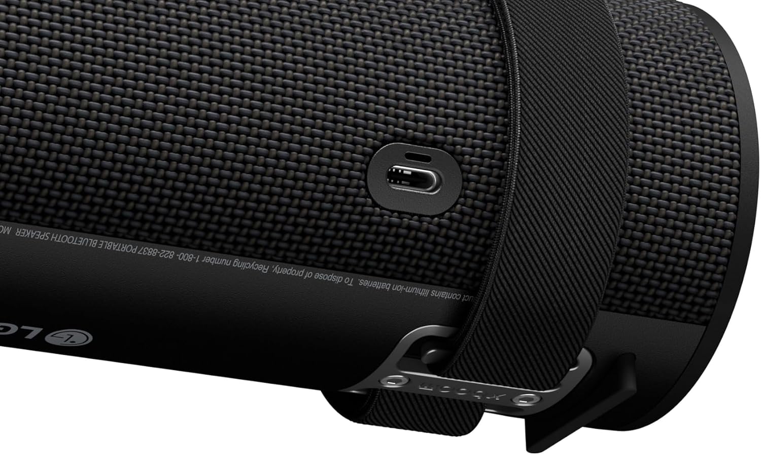LG xboom Grab Core by will.i.am: portable outdoor Bluetooth speaker, 19‑hr playtime, IP67, straps.