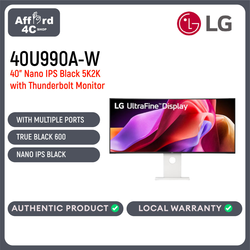 LG 40U990A-W UltraFine™ 40-inch Nano IPS Black 5K2K with Thunderbolt™ 5