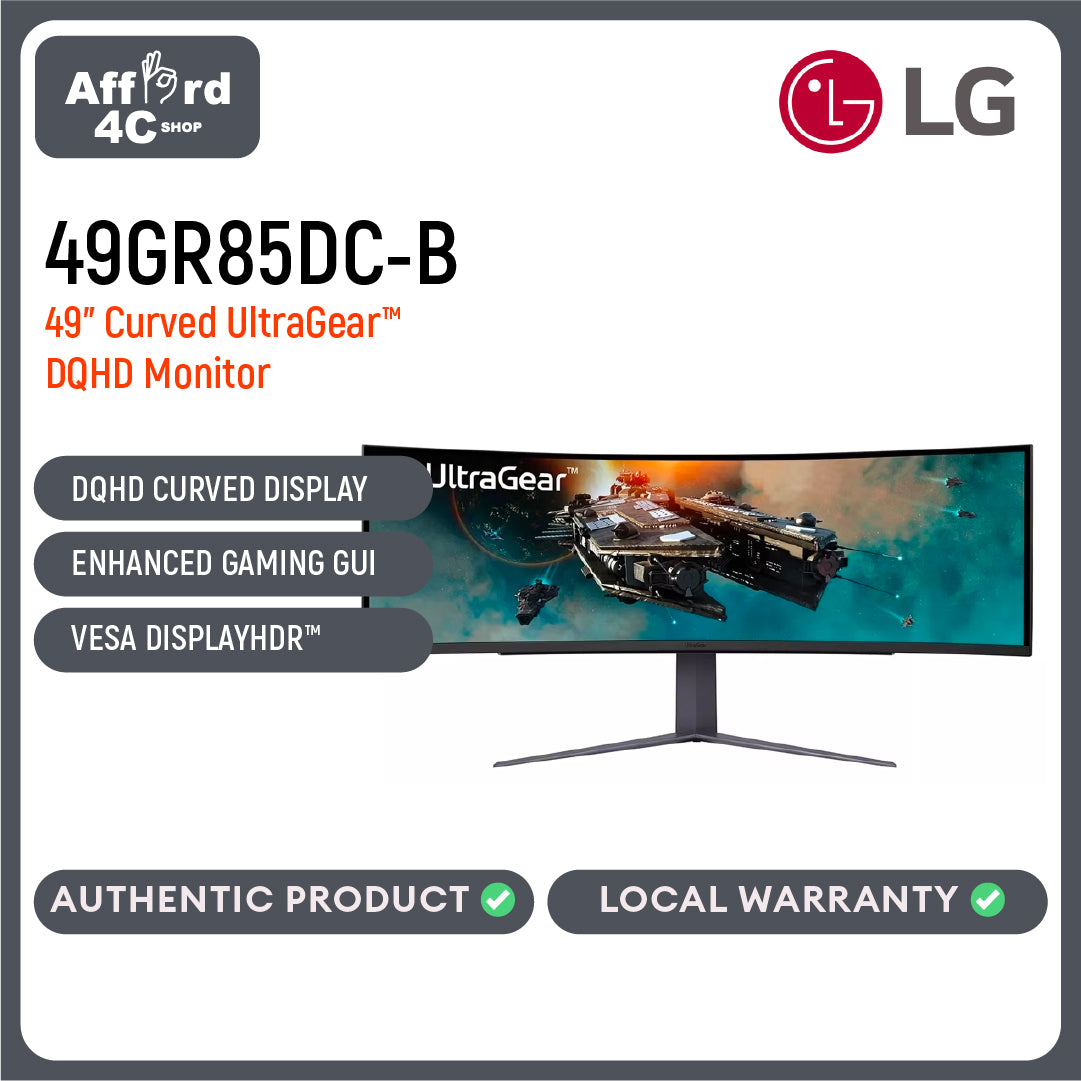LG 49GR85DC-B 49” UltraGear™ 32:9 Dual QHD Curved Gaming Monitor with 240Hz Refresh Rate