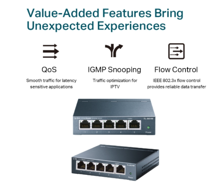 TP-Link TL-SG105 5-Port 10/100/1000Mbps Desktop Switch