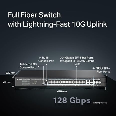 TP-Link TL-SG3428X-M2 JetStream 24-Port 2.5GBASE-T L2+ Managed Switch with 4 10GE SFP+ Slots