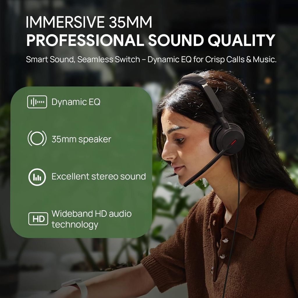 Yealink UH44 Dual MS UC USB-C/A USB Stereo Wired Headset Dual Noise Cancelling, HD Audio Sound, Lightweight