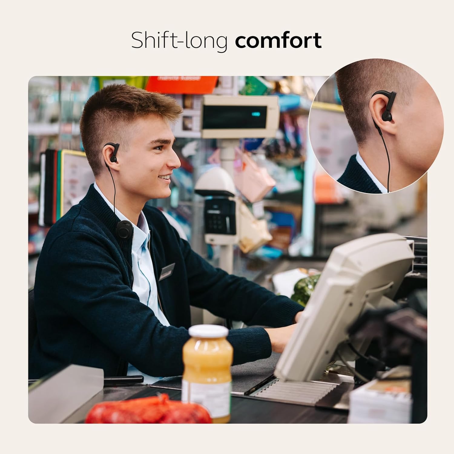 Jabra Perform 10 Wired PTT Earpiece with in-Line Clip-On Noise-Cancelling Microphone, Android Devices Only, Works with Walkie Talkie app in Microsoft Teams, Zello and Zebra, USB-C Connectivity