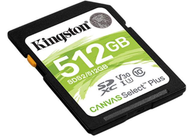 Kingston Canvas Select Plus SD Card 256GB/512GB MicroSDHC MicroSDXC for HD 1080p and 4K Video Cameras