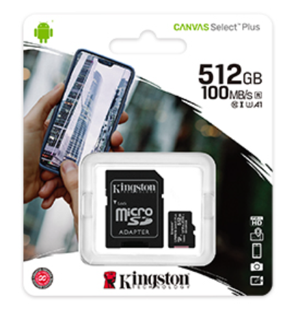 Kingston Canvas Select Plus SD Card MicroSDHC MicroSDXC MicroSD Card with Android A1 Performance Class