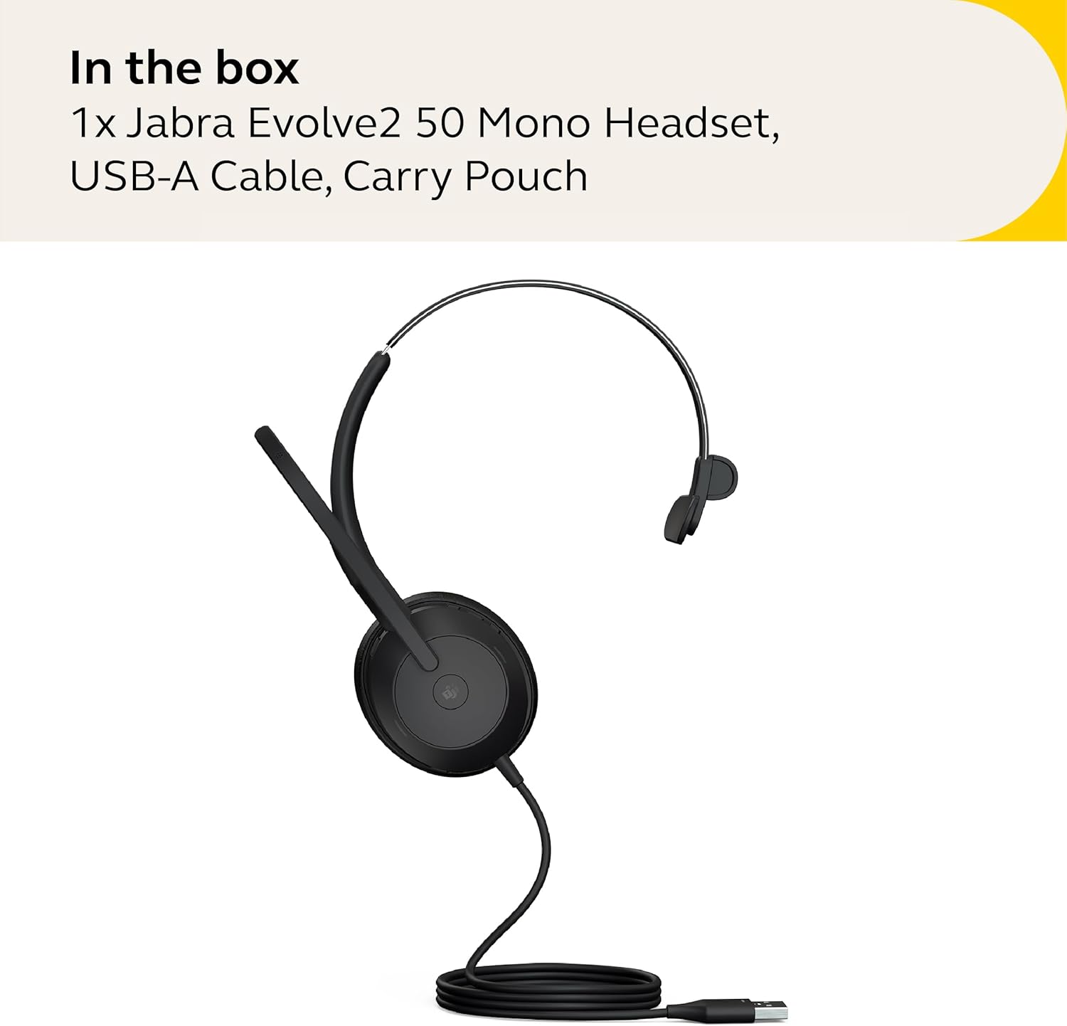Jabra Evolve2 50 MS Wired/Bluetooth USB-A or USB-C/A Mono Headset - with AirComfort Technology