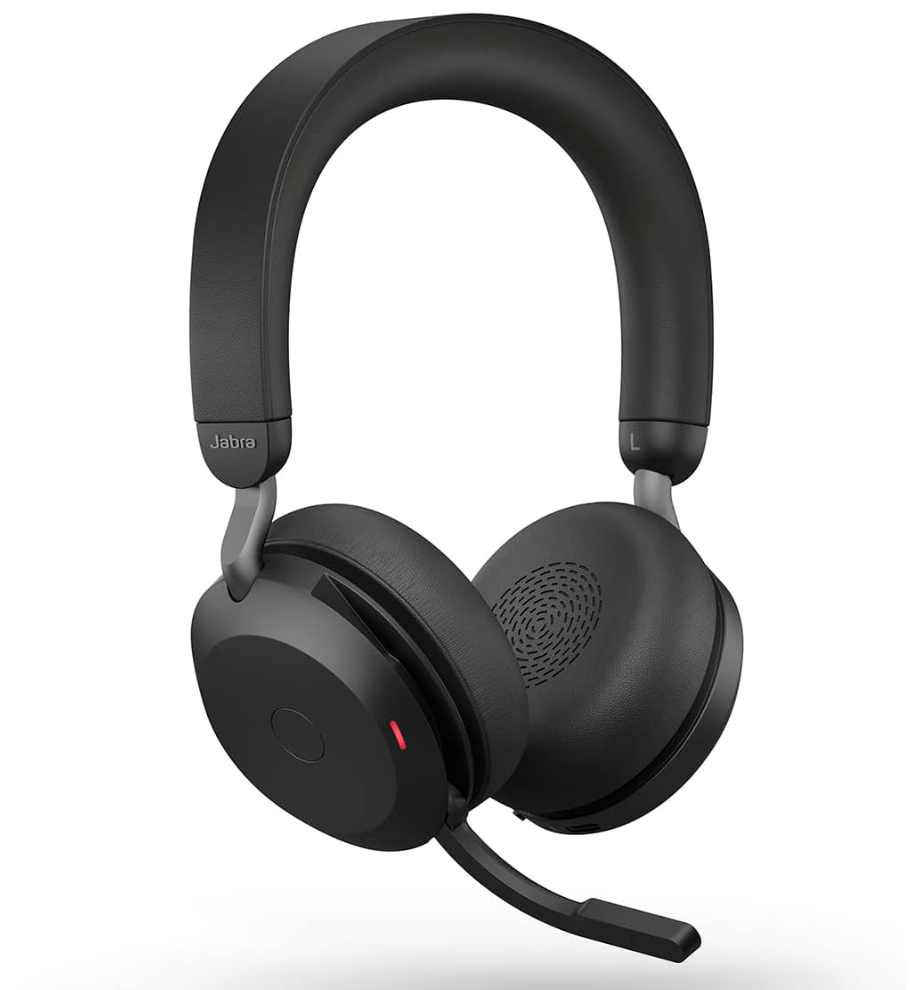 Jabra Evolve2 75 Wireless Headset with 8-Microphone Technology - Bluetooth Headphones Active Noise Cancellation, USB-A Bluetooth Adapter