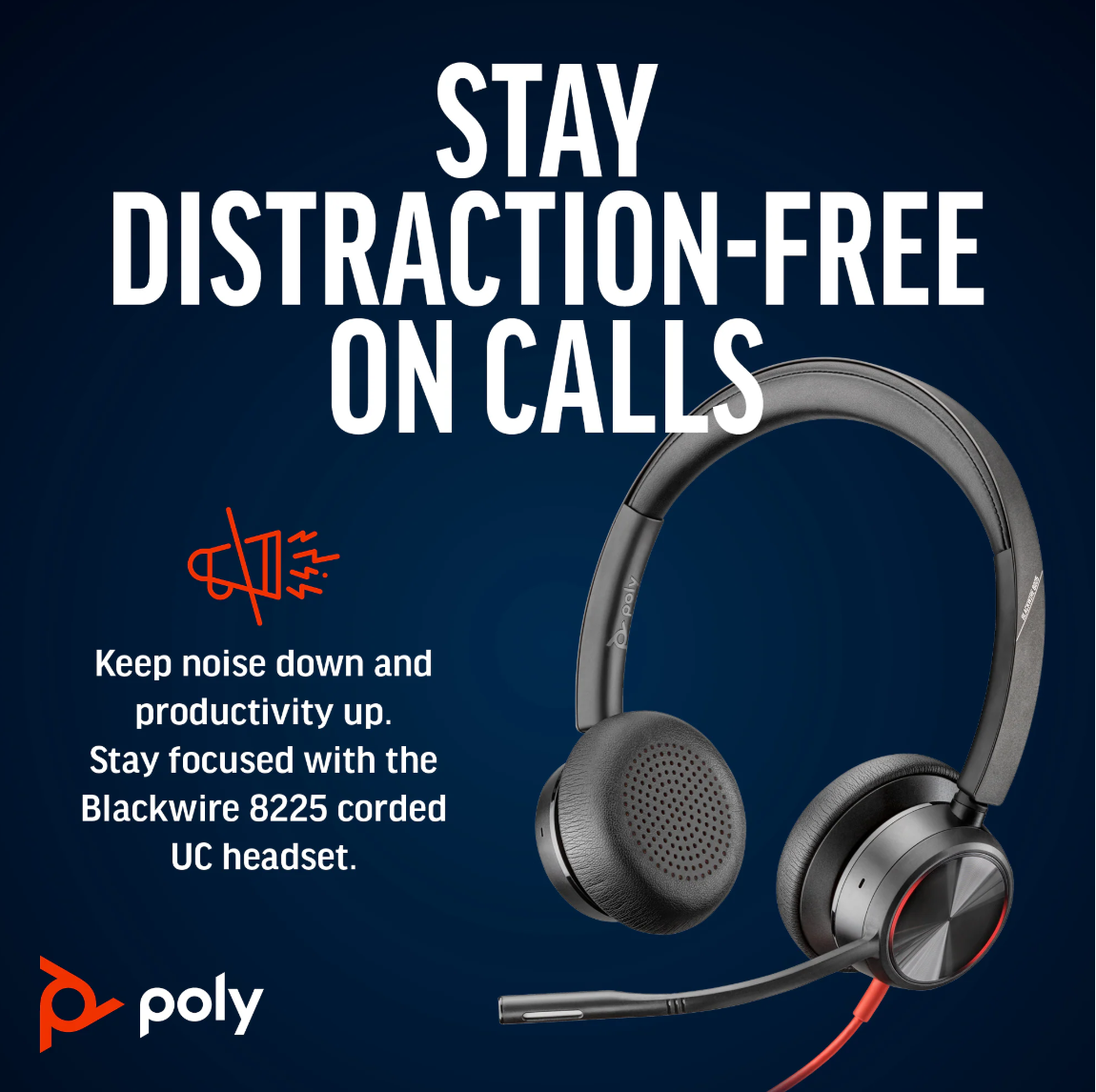 Poly Blackwire 8225 Stereo Microsoft Teams Certified USB-C Headset +USB-C/A Adapter