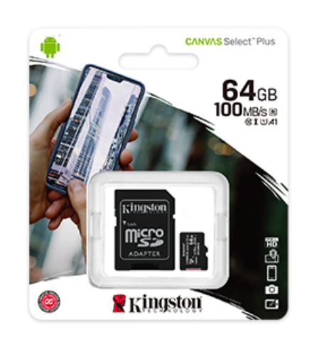 Kingston Canvas Select Plus SD Card MicroSDHC MicroSDXC MicroSD Card with Android A1 Performance Class