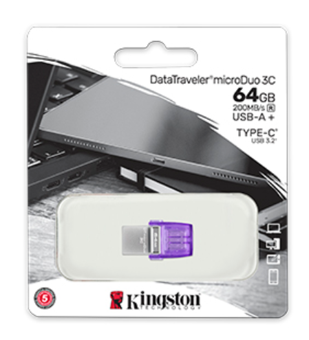 Kingston DataTraveler microDuo 3C 64GB/128GB/256GB USB 3.2 Gen 1 USB Flash Drive