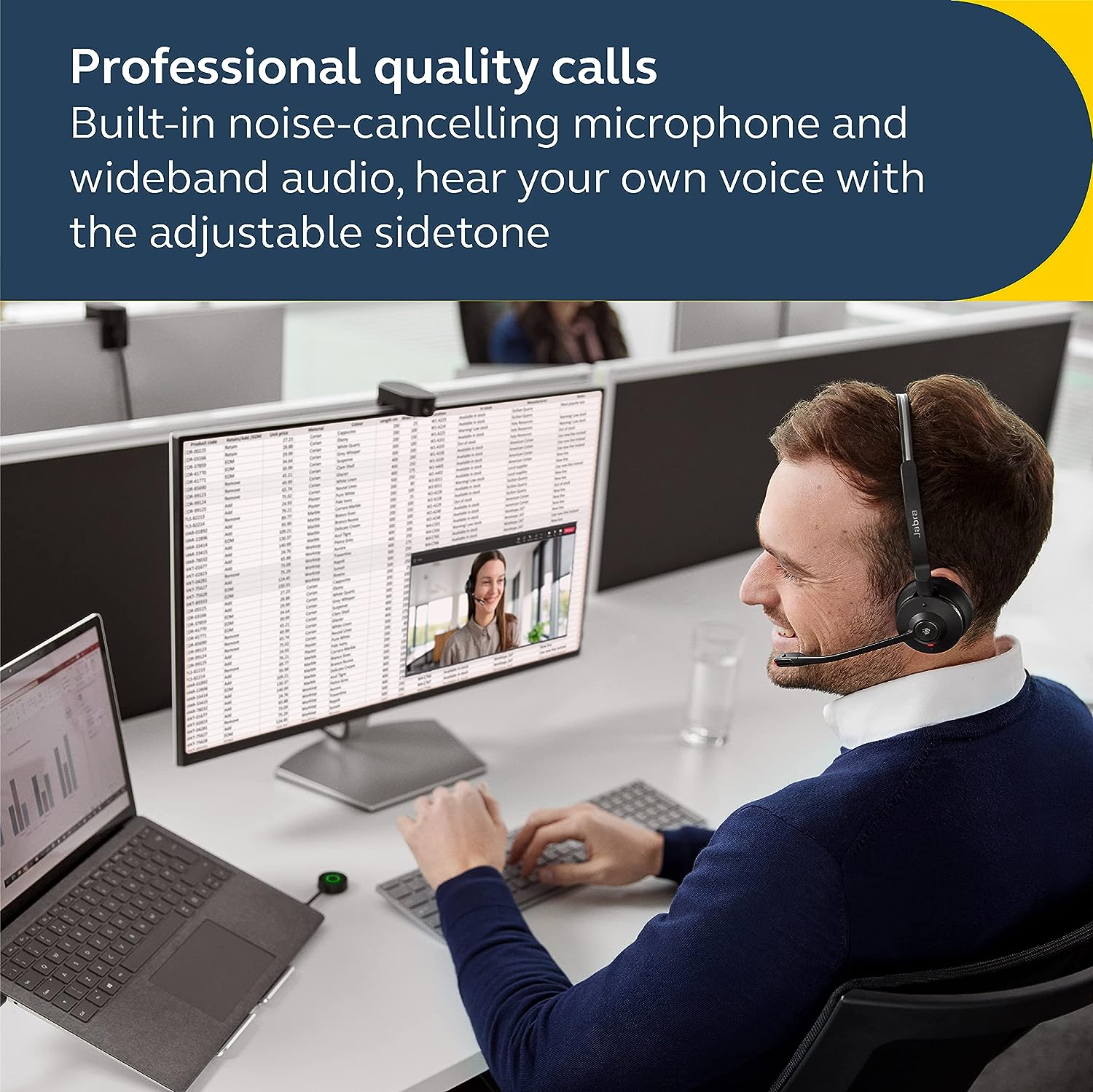 Jabra Engage 55 Stereo Wireless Headset with Link 400 USB-A DECT Adapter – Noise-Cancelling Microphone, Extensive Range, Hearing Protection – MS Teams Certified, Works with All Other Platforms