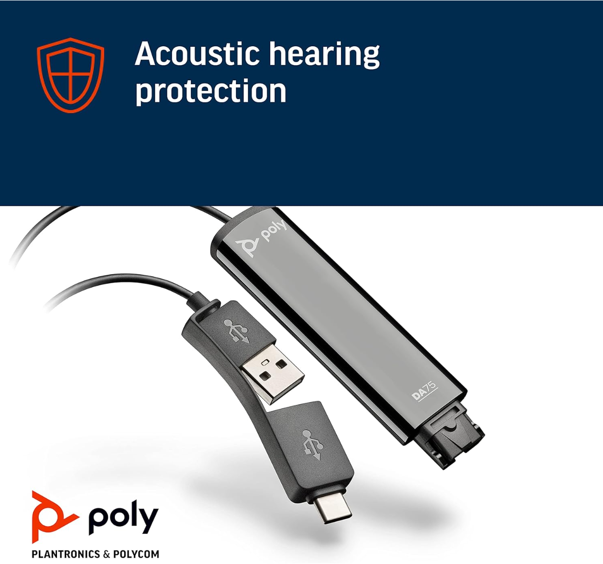Poly DA75 USB-A/USB-C Quick Disconnect (QD) digital adapter (Plantronics)